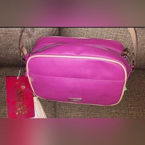 New Carlos by Carlos Santana Pink Crossbody Bag with Cream Trim